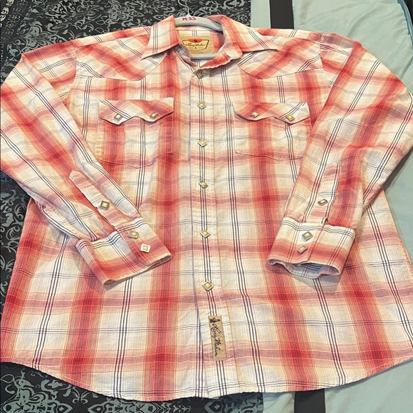 Larry Mahan Other - Larry MAHAN Red and White Plaid Button Down Shirt, stylish